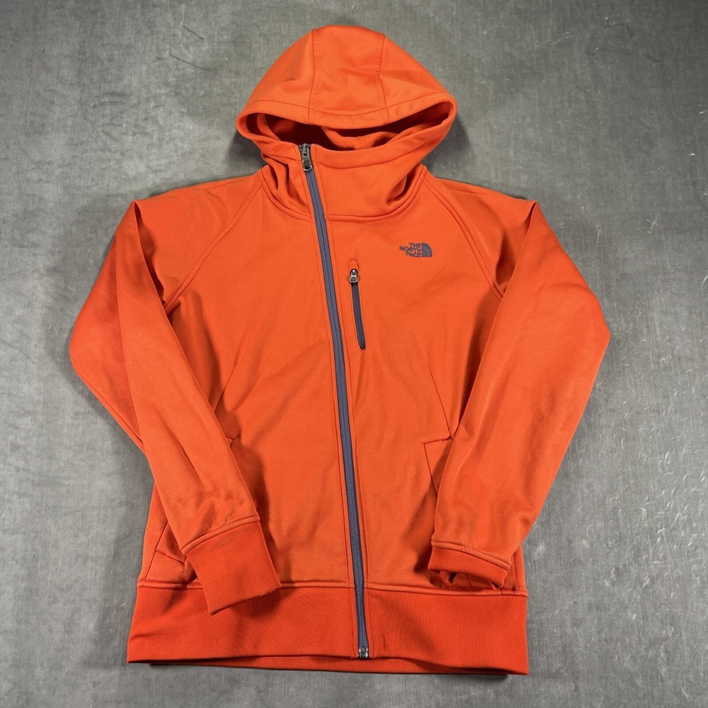 The North Face Women's Small Orange Full Zip Asymmetrical Zip‎ Hoodie Jacket